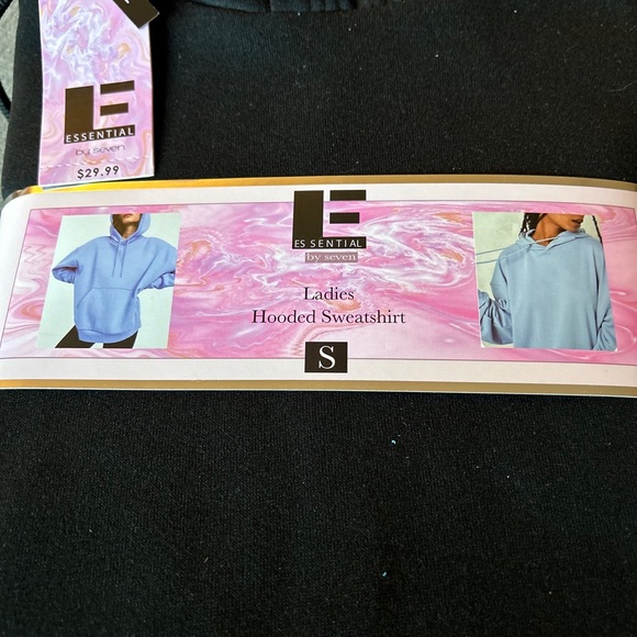 New Essential by Seven Black Hooded Sweatshirt Women’s Size:Small - Picture 2 of 4